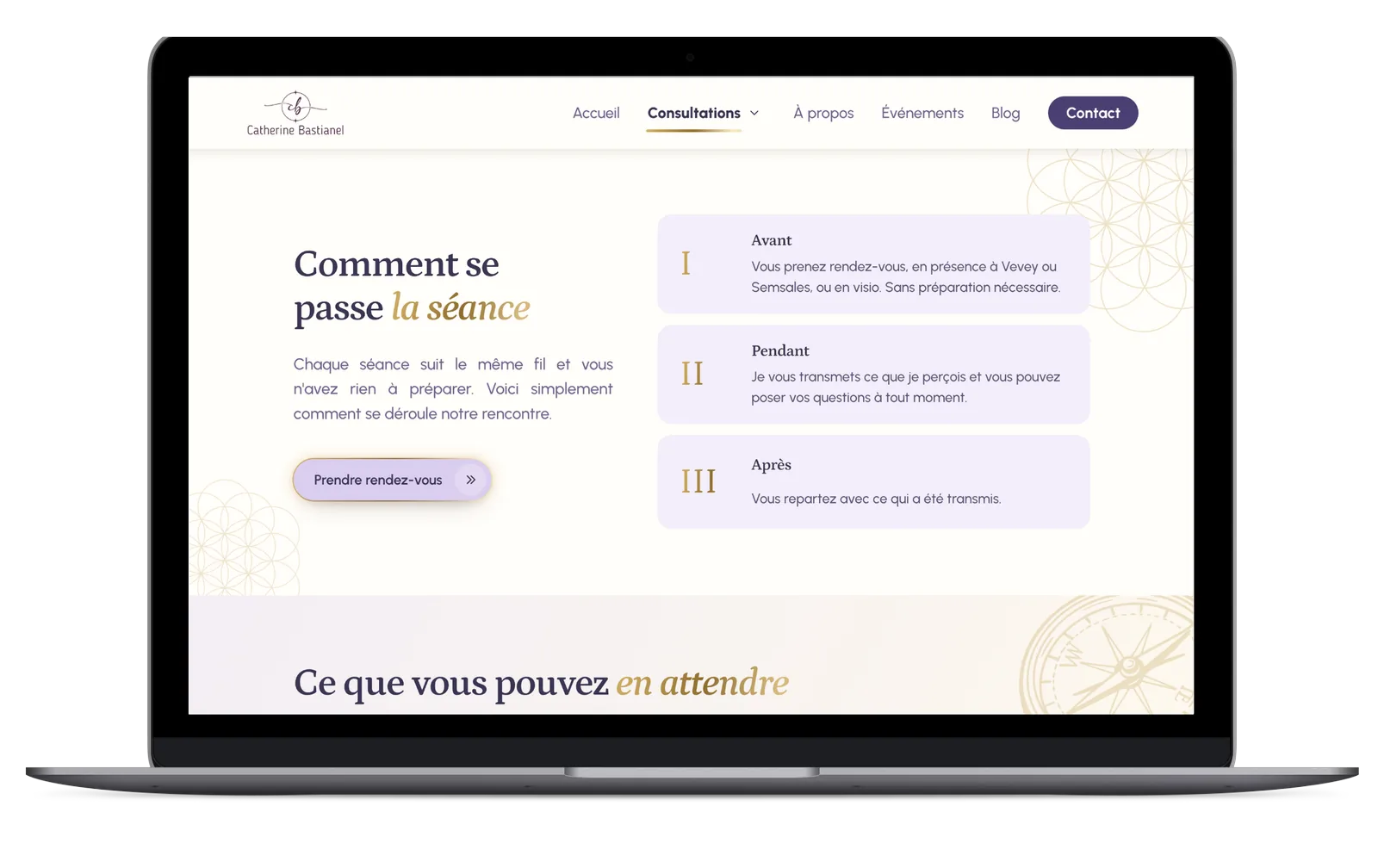 Site de Catherine Bastianel sur ordinateur